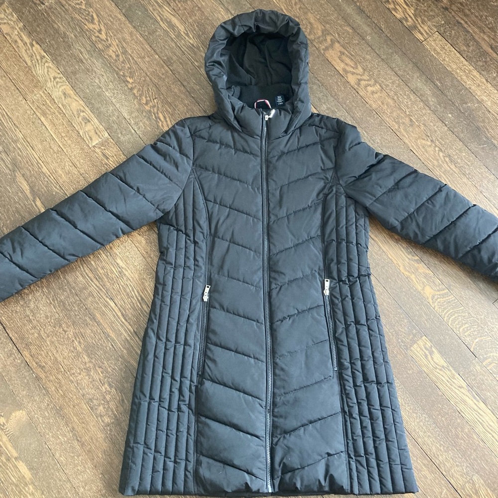 Tommy Hilfiger Womens Coat Jacket Winter
Black
Hooded Large Zip